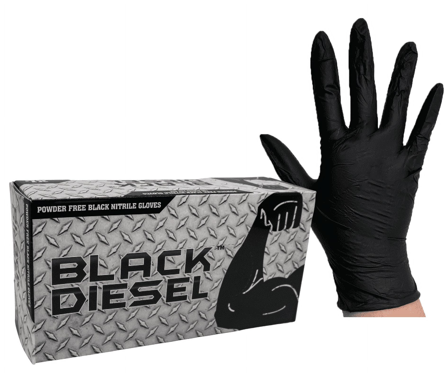 The Black Diesel, Nitrile Powder Free Disposable Gloves, 4 MIL, Black [Price is Per Box], Size