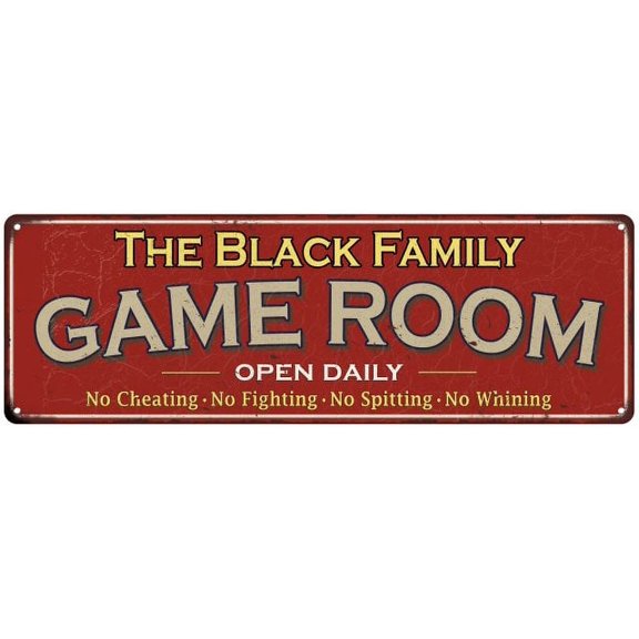 The Black Family Gift Red Game Room Metal 6x18 Sign 206180038188