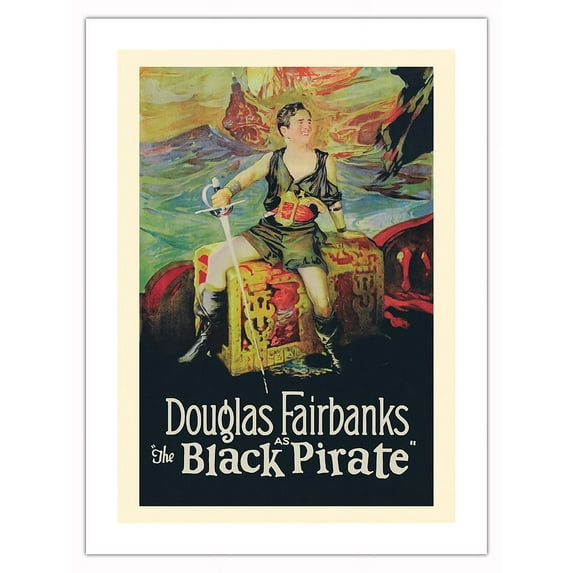 The Black Pirate - Starring Douglas Fairbanks - Vintage Film Movie Poster c.1926 - Fine Art Matte Paper Print (Unframed) 18x24in