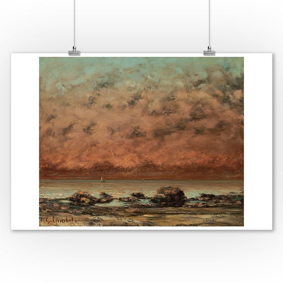 The Black Rocks at Trouville - Masterpiece Classic - Artist: Gustave Courbet c. 1865 (9x12 Art Print, Wall Decor Travel Poster)