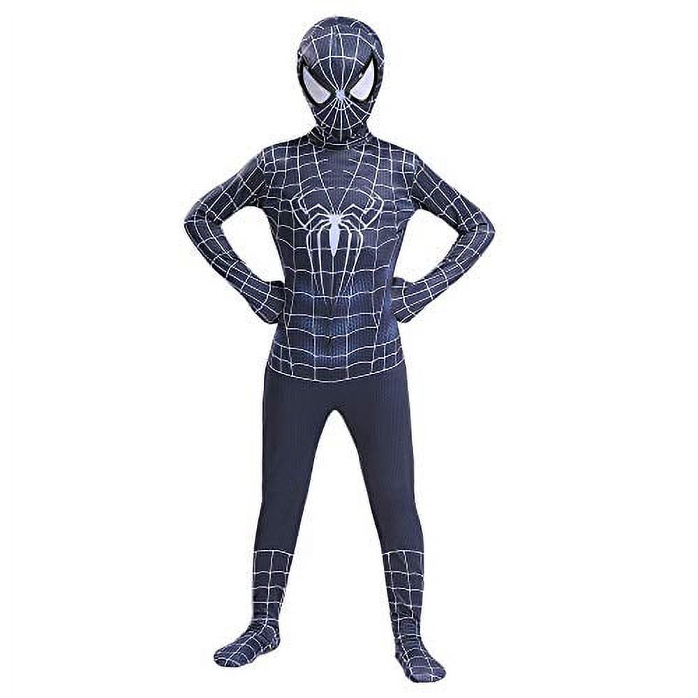 The Black Spiderman Costume for Kids,Black Spider-Man Superhero Bodysuit  Lycra Spandex Halloween Cosplay Costumes (Black Spiderman,100)