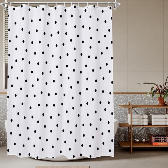 The Black Spot Polka Dot Shower Curtain Black and White Small Circle Bath Curtains Decor Sets Grommet with Hooks 36"W x 72"L (Pack of 1)