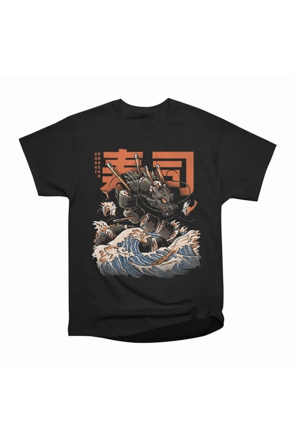 The Black Sushi Dragon T-Shirt Tee Gift For Him Merch For Her Apparel For Friend