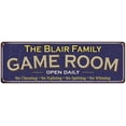 thumbnail image 1 of The Blair Family Blue Game Room Metal 6x18 Sign 106180037223, 1 of 1