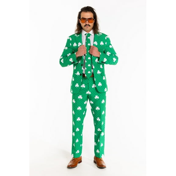 The Blarney Bagpiper - Shinesty Diagonal Striped Clovers Suit  US Jacket 46