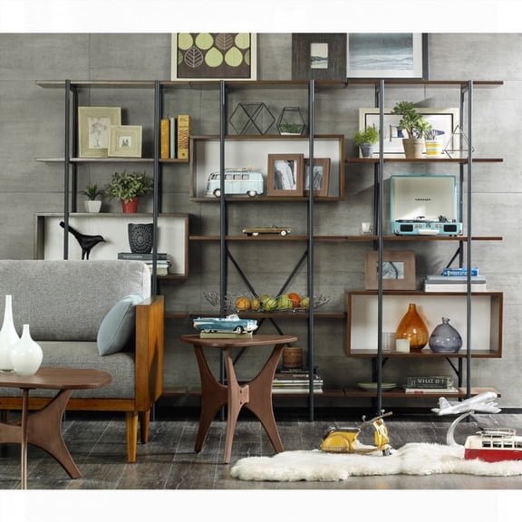 The Blaze Triangle Wood Coffee Table with Pecan Finish and Unique Style Base