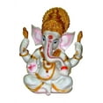 thumbnail image 1 of The Blessing, A White & Gold statue of Lord Ganesh Ganpati Elephant Hindu God made from Marble powder, 1 of 4
