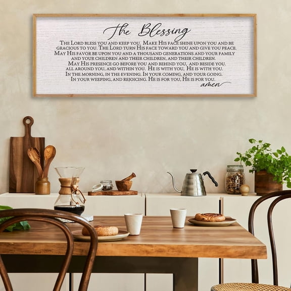The Blessing Christian Song Lyrics Wall Decor 40''15'' Scripture May The Lord Bless You Bible Verse Wall Art Sign (Wood)