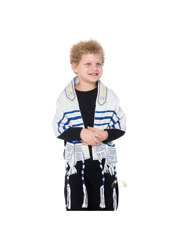 The Blessing Tallit Prayer Shawl for Children Christian Small Tallit with Aaronic Blessing (Royal Blue)