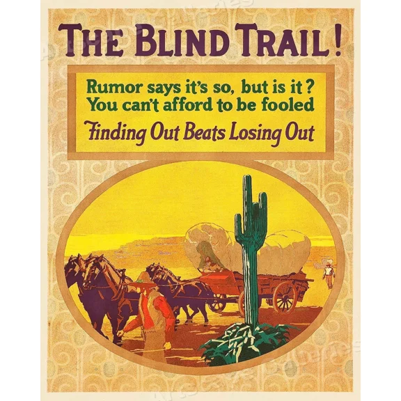 The Blind Trail! 1920S Mather Business Motivational Office Poster , Poster Print Only
