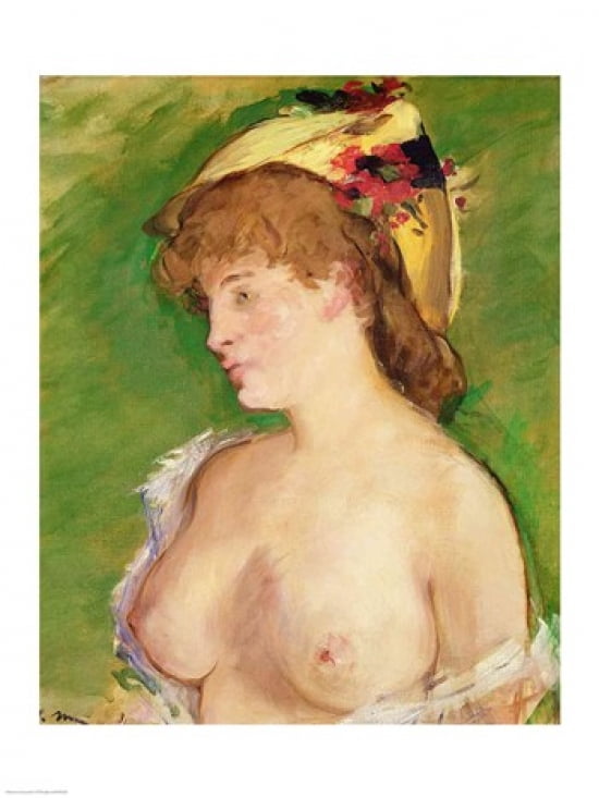 The Blonde with Bare Breasts 1878 Canvas Art - Edouard Manet (18 x 24)