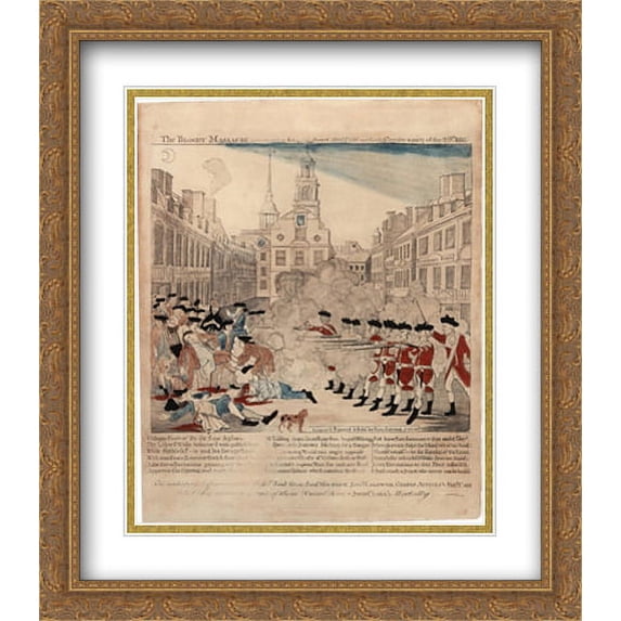 The Bloody Massacre in King Street, March 5, 1770 2x Matted 28x32 Large Gold Ornate Framed Art Print by Revere, Paul