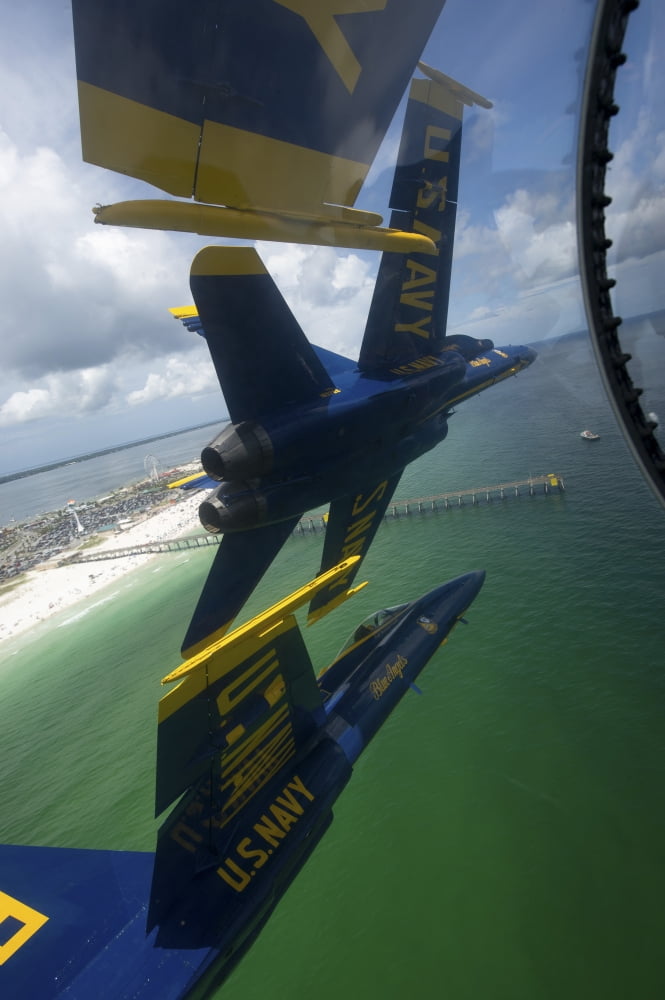 The Blue Angels perform the Diamond 360 maneuver over Florida Canvas Art - Stocktrek Images (23 x 35)