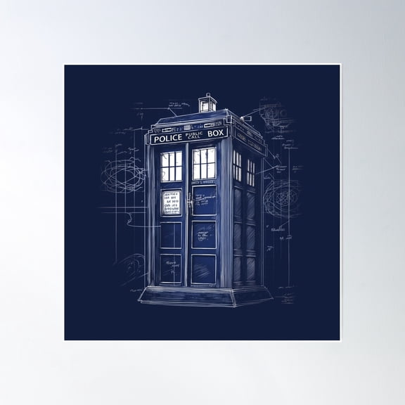 The Blue Box Blueprint Poster Wall Art, Modern Wall Decor, 16x16 UNFRAMED