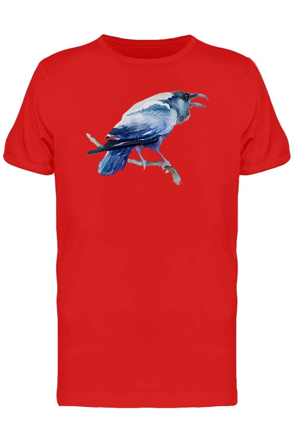 The Blue Crow (Bird Watercolor) T-Shirt Men -Image by Shutterstock, Male Medium