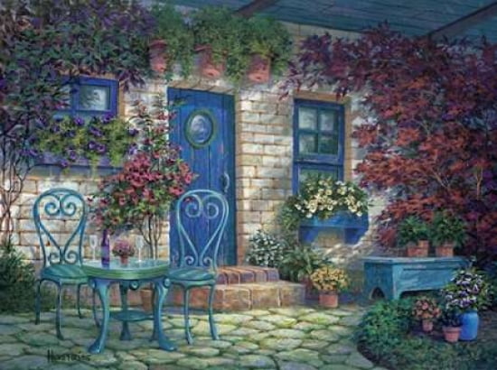 The Blue Door Caf?? Canvas Art - Michael Humphries (18 x 24)