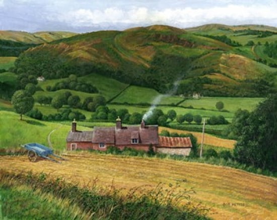 The Blue Hay Cart Canvas Art - Bob Pettes (20 x 16)