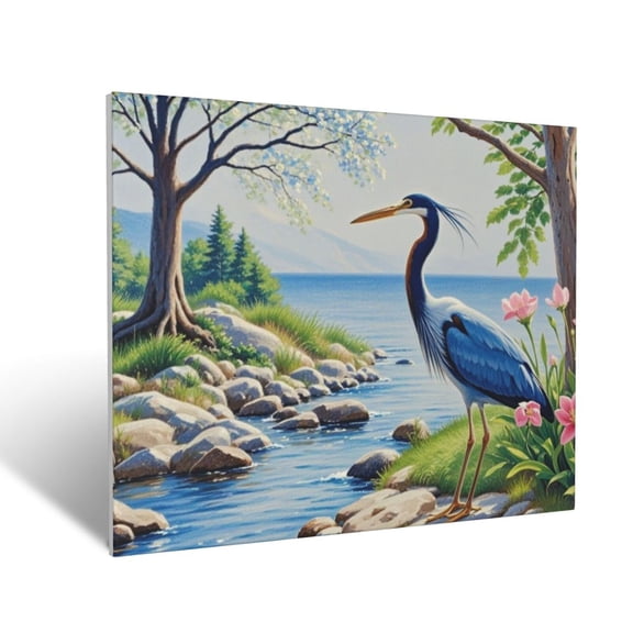 The Blue Heron Canvas Paintings Canvas Decorative Picture House Decor Home Decor 16 X 20 For Living Room Bedroom Kitchen Office