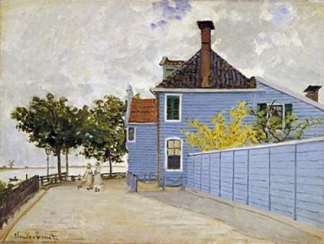 The Blue House Zaandam Canvas Art - Claude Monet (18 x 24)