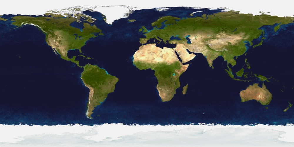 The Blue Marble Land Surface Ocean Color and Sea Ice Canvas Art - Stocktrek Images (39 x 20)