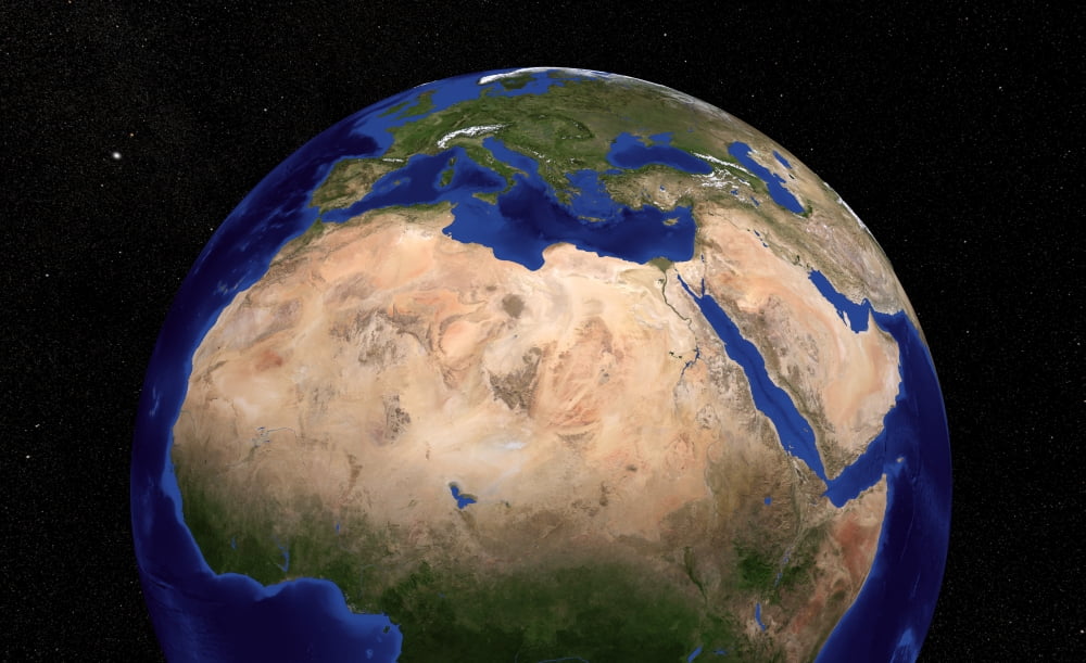 The Blue Marble Next Generation Earth showing North Africa Canvas Art - Stocktrek Images (36 x 22)
