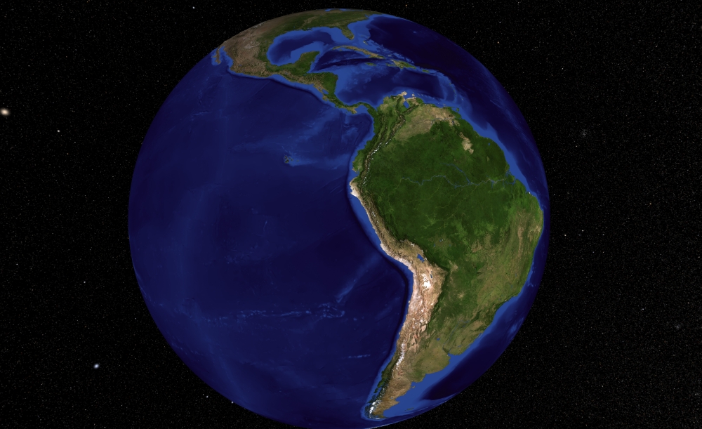 The Blue Marble Next Generation Earth showing South America Canvas Art - Stocktrek Images (36 x 22)