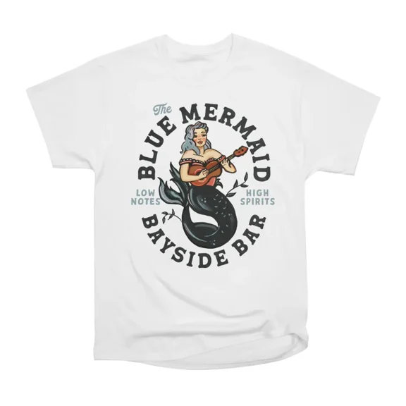 The Blue Mermaid Bayside Bar Low Notes High Spirits T-Shirt Tee Gift For Him Merch For Her