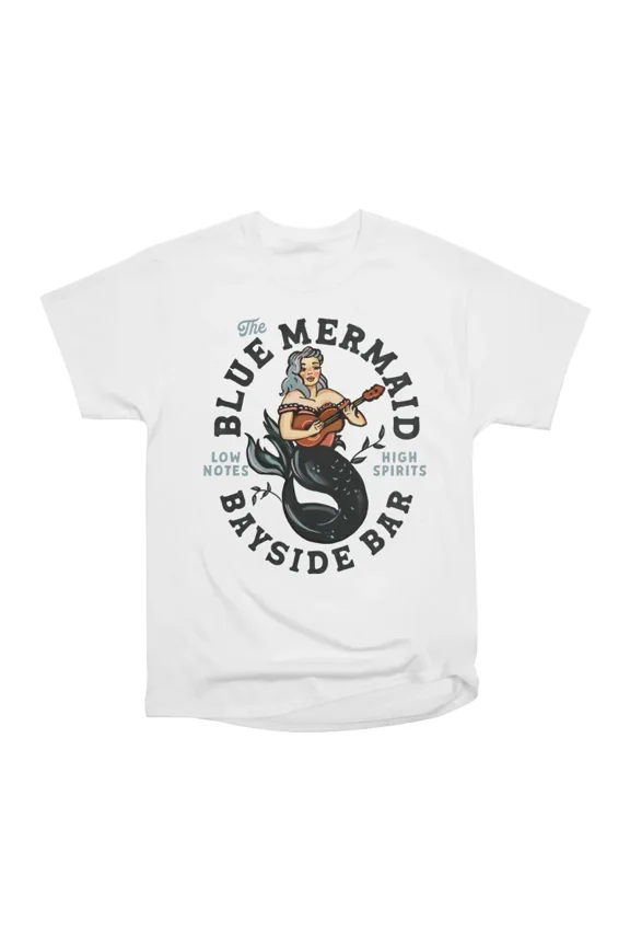 The Blue Mermaid Bayside Bar Low Notes High Spirits T-Shirt Tee Gift For Him Merch For Her