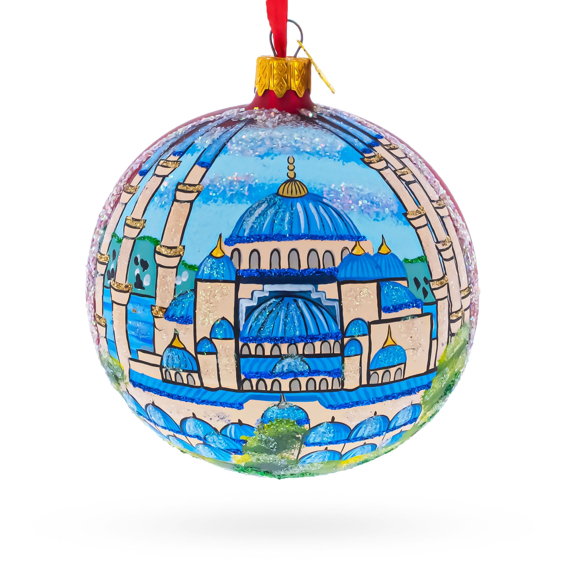 The Blue Mosque, Istanbul, Turkey Glass Ball Christmas Ornament 4