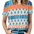 thumbnail image 1 of The Blue Tribe Womens Tops Women's Fashion Casual Short Sleeve Flower Print Round Neck Pullover Top Blouse, 1 of 7