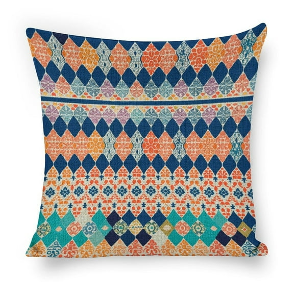 The Blue TribePillow Cases Linen Square Pillow Case16"x16" Farmhouse Outdoor Modern Boho Pillow Covers for Couch Sofa Living Room