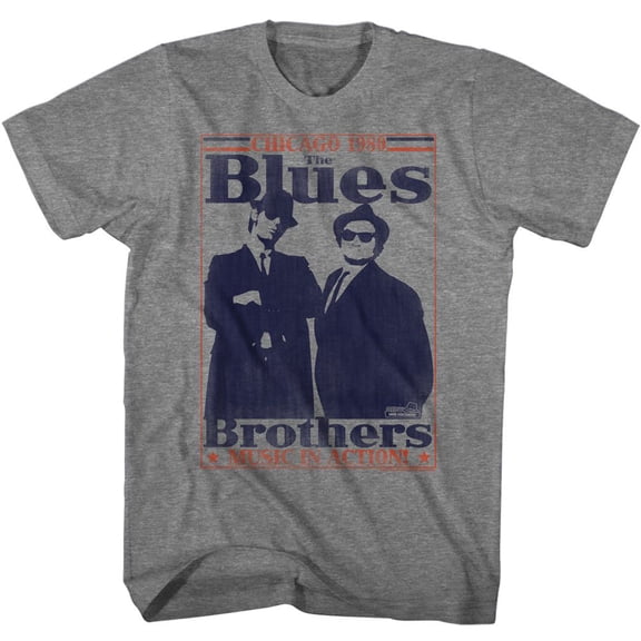 The Blues Brothers World Class Graphite Heather Adult T-Shirt Xl