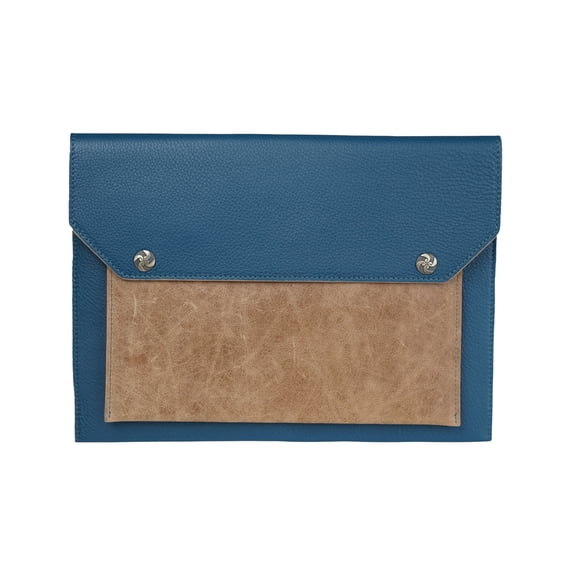 Duck Blue  Saddle Signature Leather File Folder — Limited Edition 13.5"