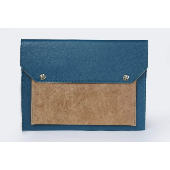 Duck Blue  Saddle Signature Leather File Folder  Limited Edition 13.5"