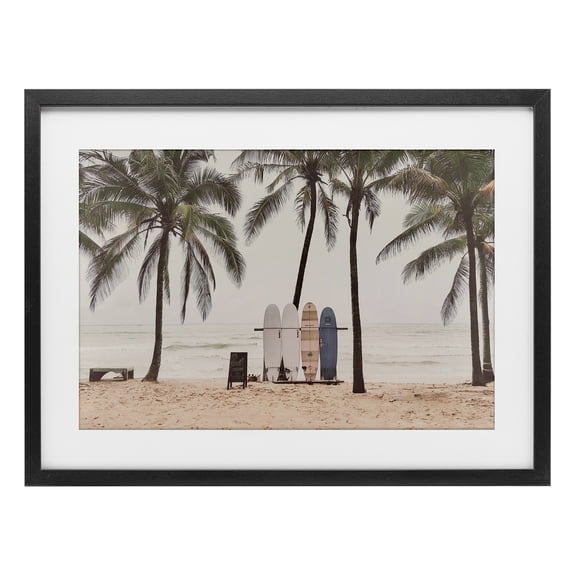 Stupell Industries The Boards Surfer's Beach Black Framed Print Under Glass, design by Sisi and Seb, 14 x 20