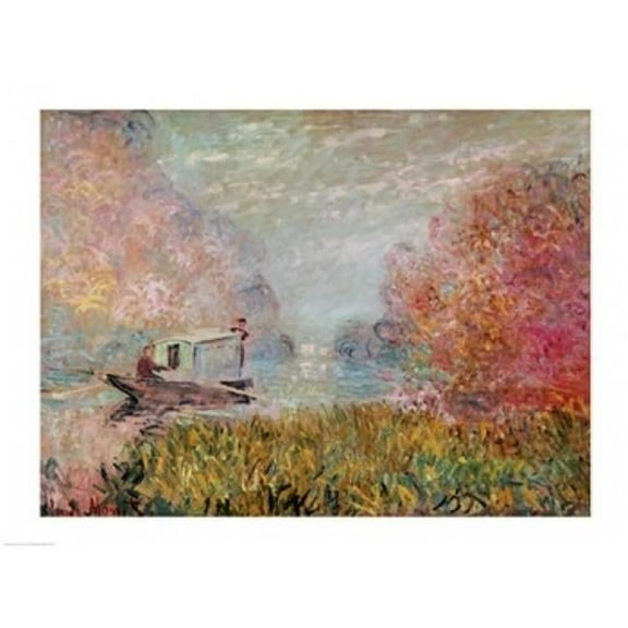 The Boat Studio on The Seine 1875 Poster Print by Claude Monet - 36 x 24 in. - Large