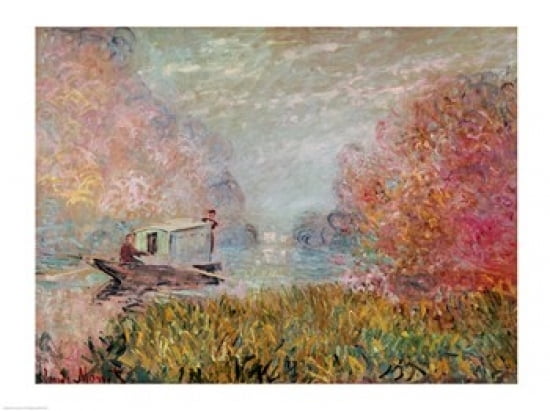 The Boat Studio on the Seine 1875 Canvas Art - Claude Monet (36 x 24)
