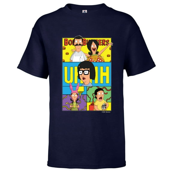 The Bob’s Burgers Movie Bob Linda Tina Louise Gene Uhhh - Short Sleeve T-Shirt for Kids - Customized-Athletic Navy