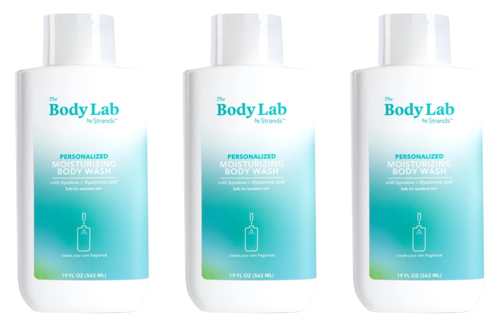 The Body Lab Personalized Moisturizing Body Wash with Squalane + Hyaluronic Acid 19 fl. oz. Pack of 3