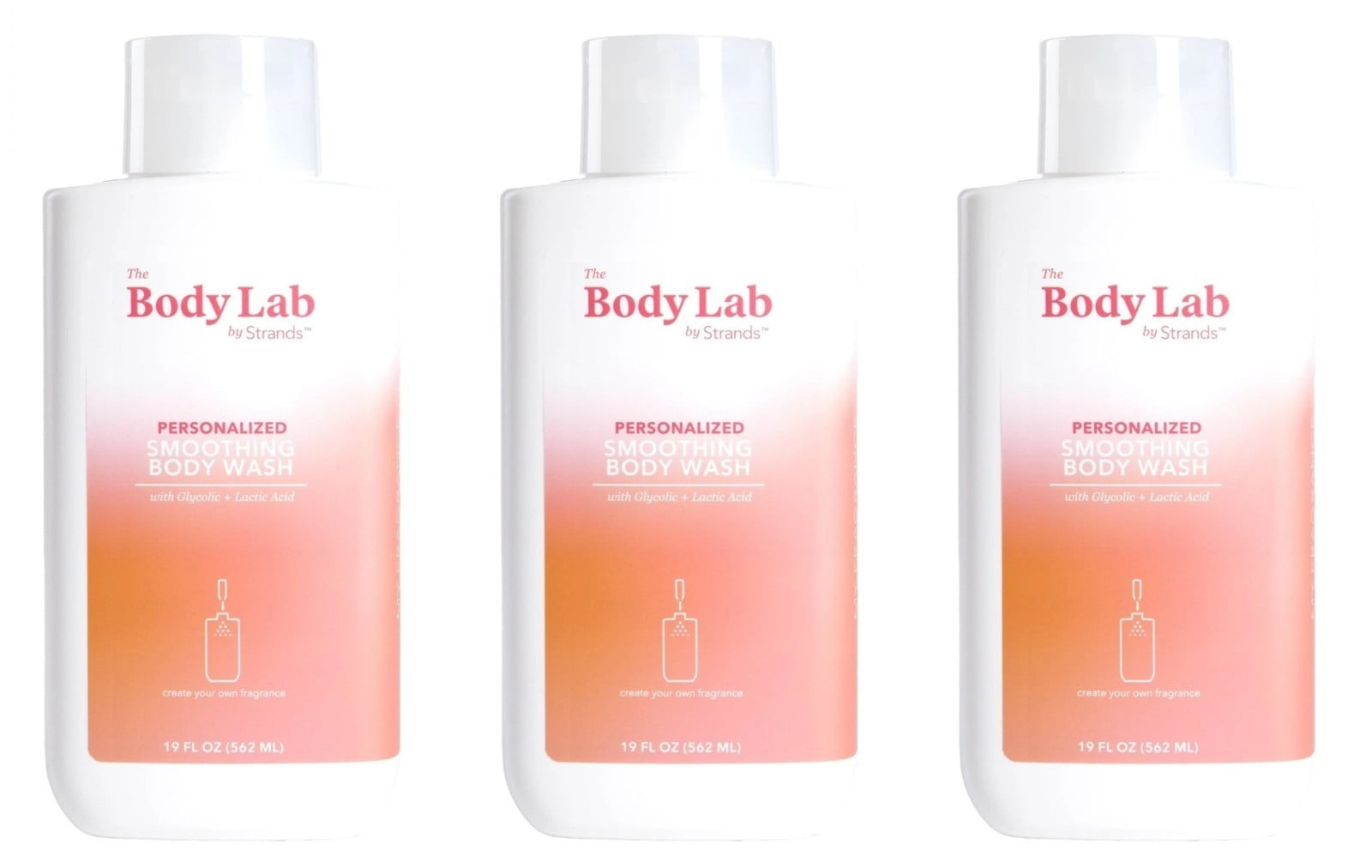 The Body Lab Personalized Smoothing Body Wash with Glycolic Acid and Lactic Acid 19 fl. oz. Pack of 3