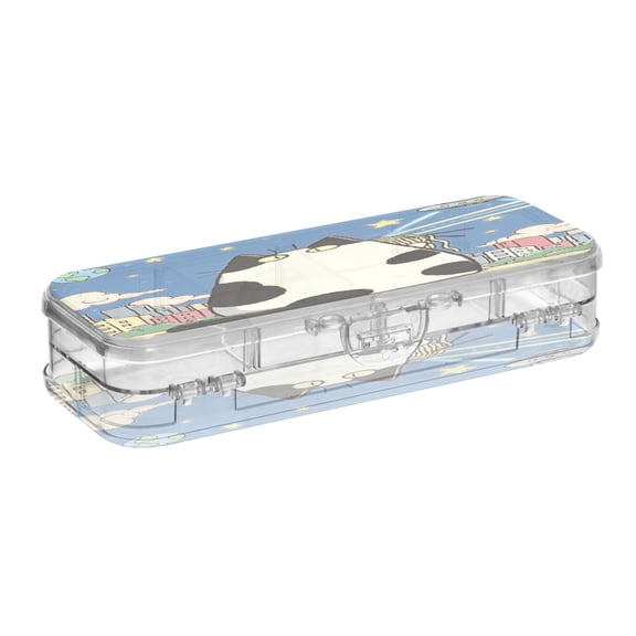 The Body Of A Cat Printed Large Double Layer Clear Pencil Box Removable Dividers Pencil Cases for 3-18year