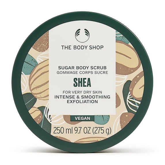 The Body Shop Shea Exfoliating Sugar Body Scrub – Intense and Smoothing Exfoliation for Dry Skin – Vegan – 9.7 oz