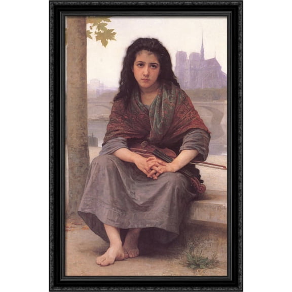 The Bohemian 28x40 Large Black Ornate Wood Framed Canvas Art by William-Adolphe Bouguereau