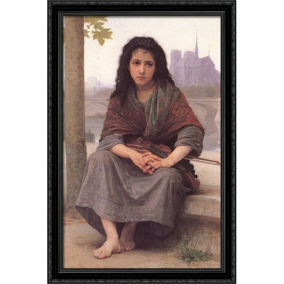 The Bohemian 28x40 Large Black Ornate Wood Framed Canvas Art by William-Adolphe Bouguereau