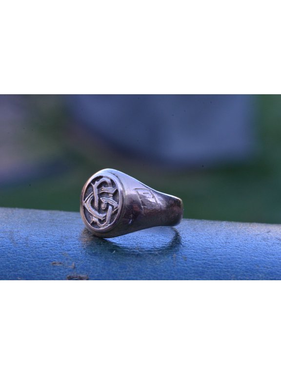 The Bolivia: Turn of the Century Rose Gold Hand Engraved Initial Ring