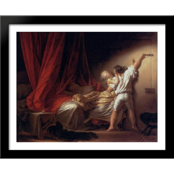 The Bolt 34x28 Large Black Wood Framed Print Art by Jean-Honore Fragonard