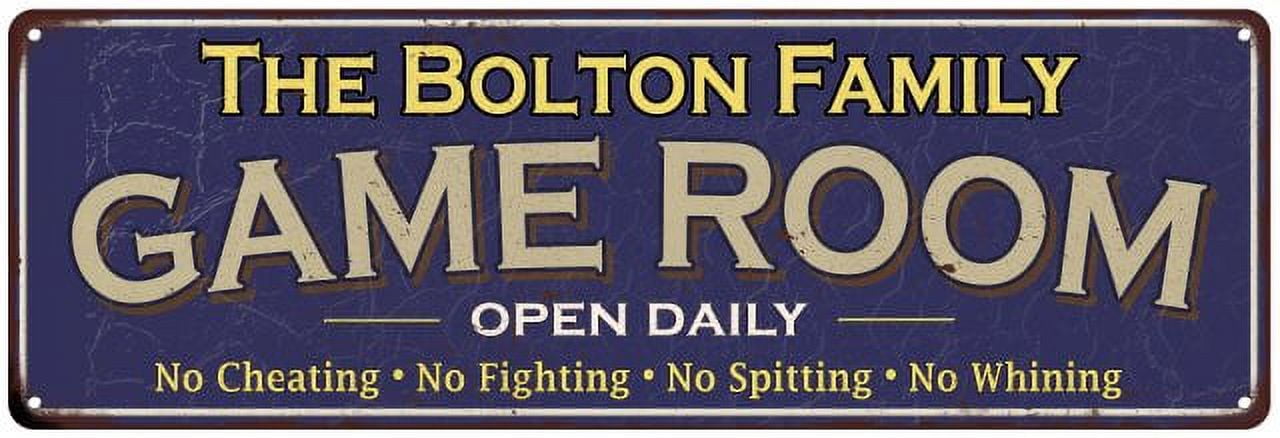 The Bolton Family Blue Game Room Metal 6x18 Sign 106180037625 - Walmart.com