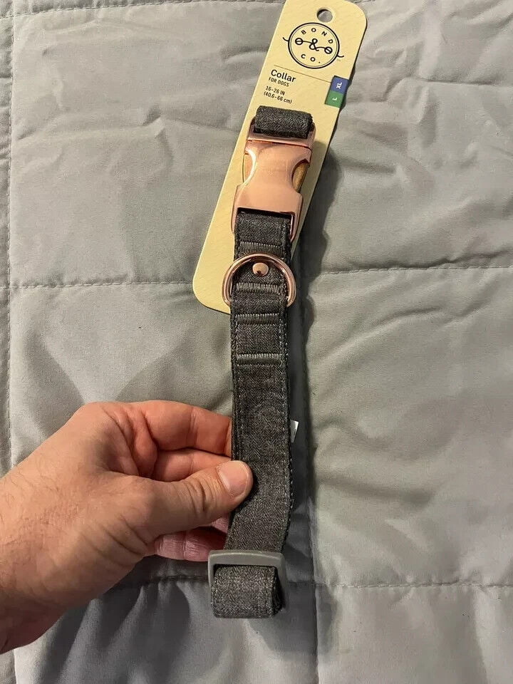 The Bond & Co dog collar Gray with rose gold Clasp L/xl 16-26 Inch Large-XL