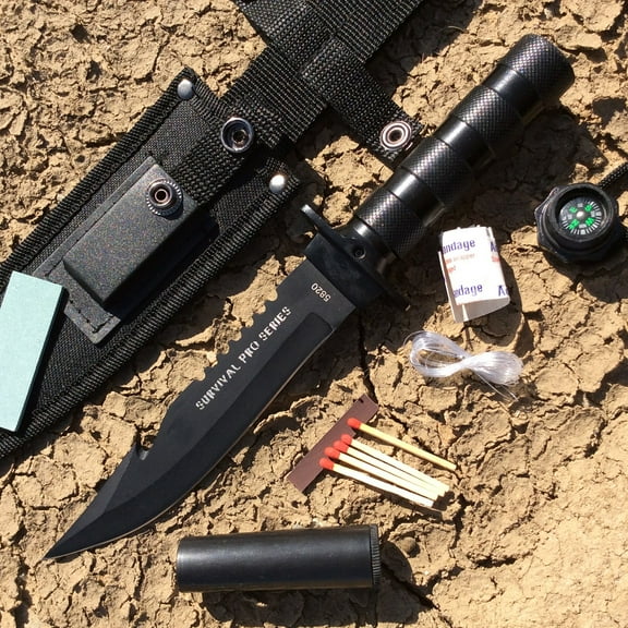 The Bone Edge Hook Blade 10.5'Stainless Steel BlackBlade Hunting Knife W/ Sheath