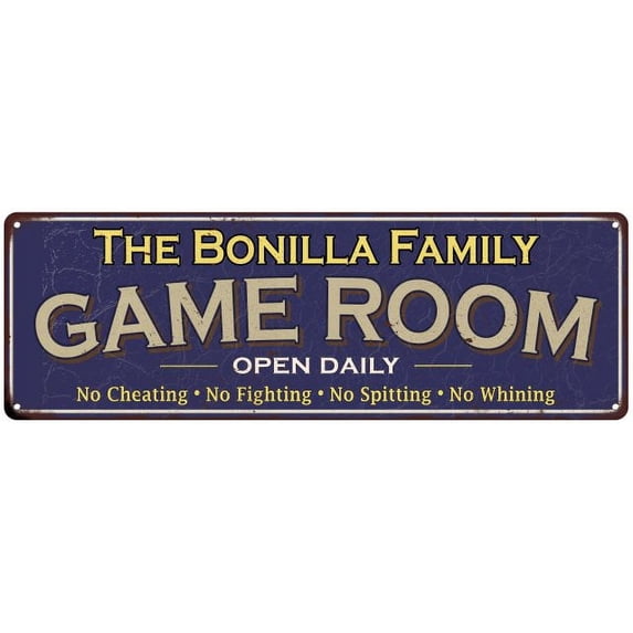 The Bonilla Family Blue Game Room Metal 6x18 Sign 106180037810